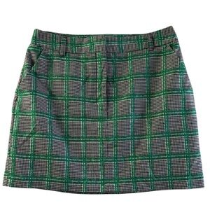 Topshop Green and Black Checkered Mini Skirt